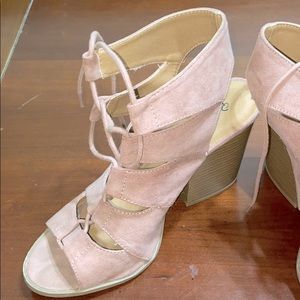 Pink lace up heels
